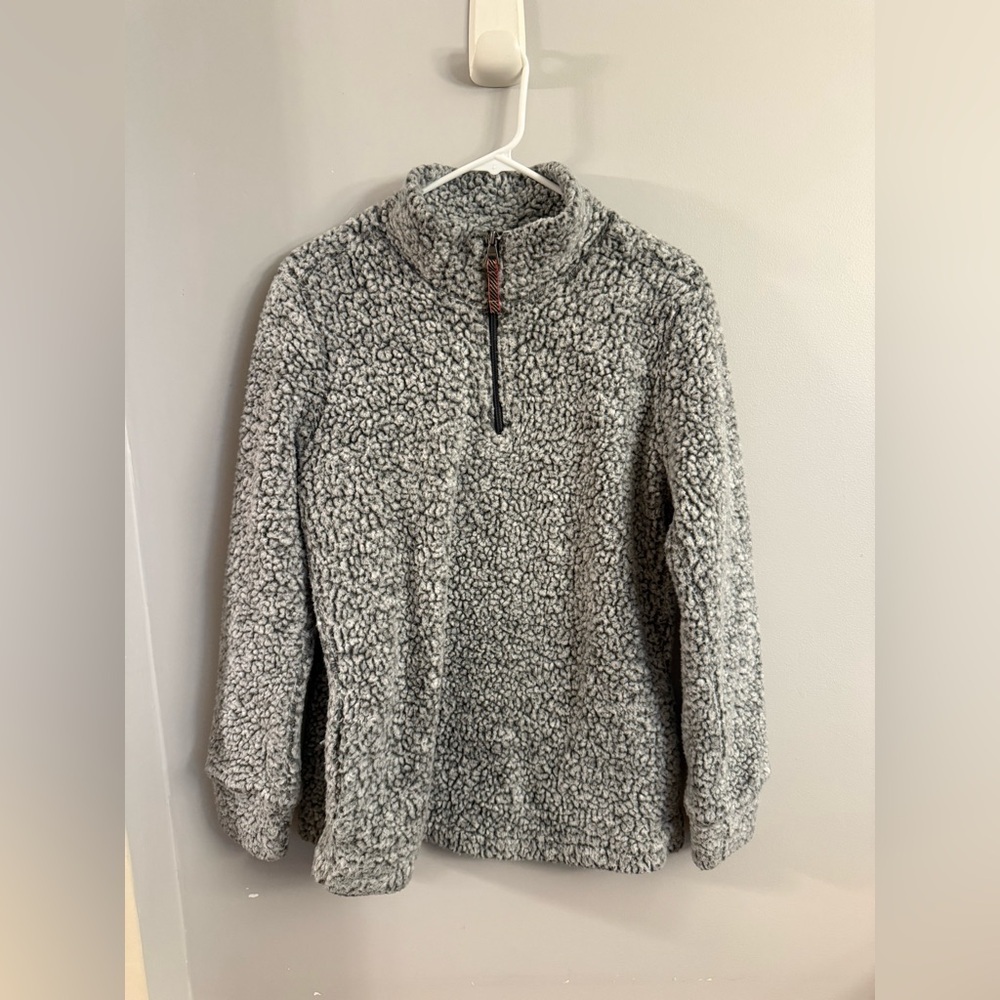 Weatherproof Gray Sherpa Half-Zip Pullover